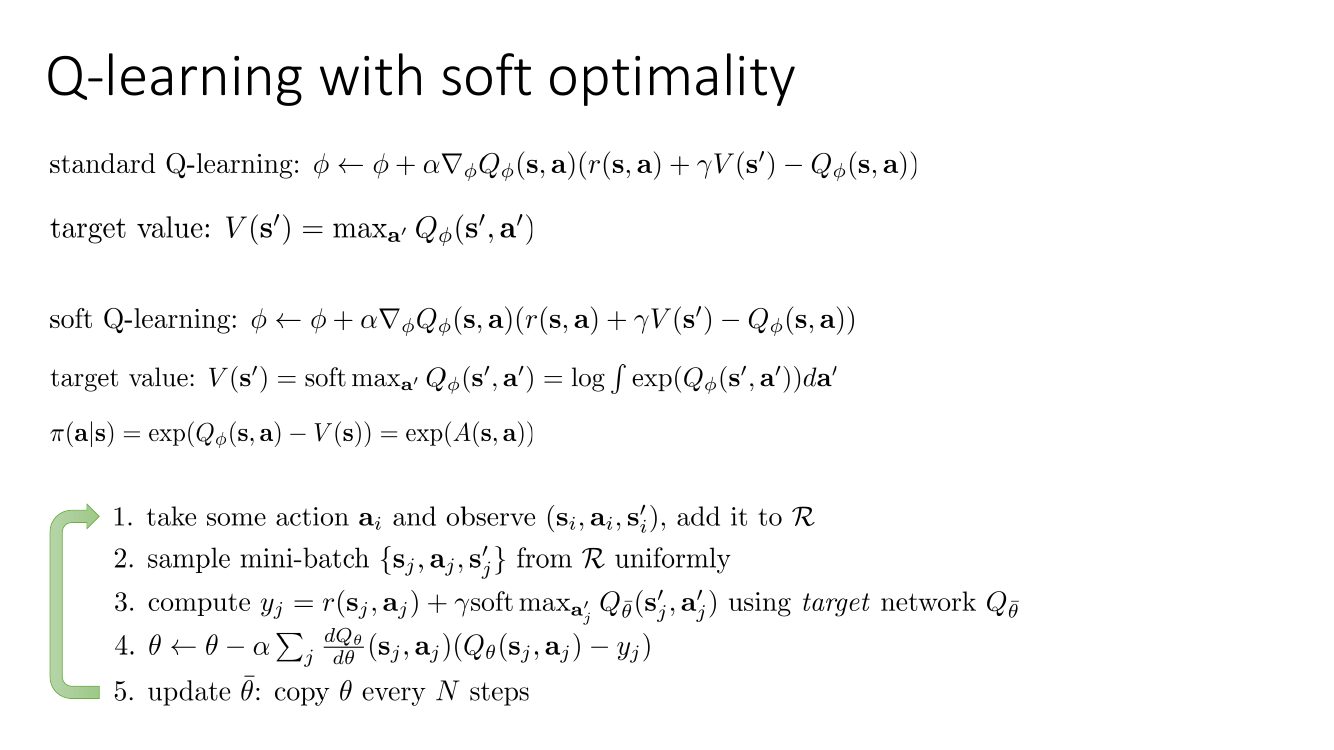 soft Q-learning：与标准 Q-learning 的唯一区别在 target