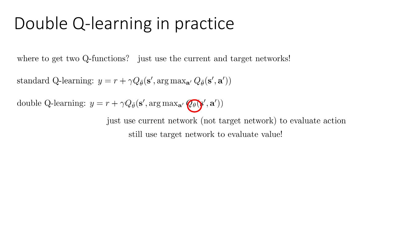 Double DQN 的目标公式与标准 Q-learning 的对比