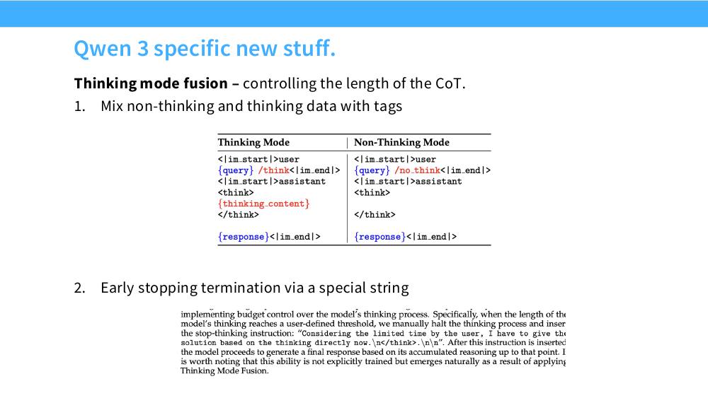 Qwen3 的 thinking / non-thinking 模板与提前终止机制