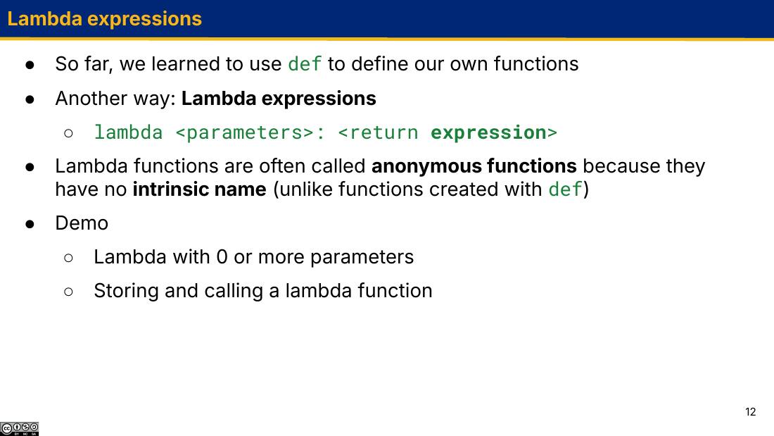 Lambda expressions 幻灯片：lambda 语法与 anonymous function