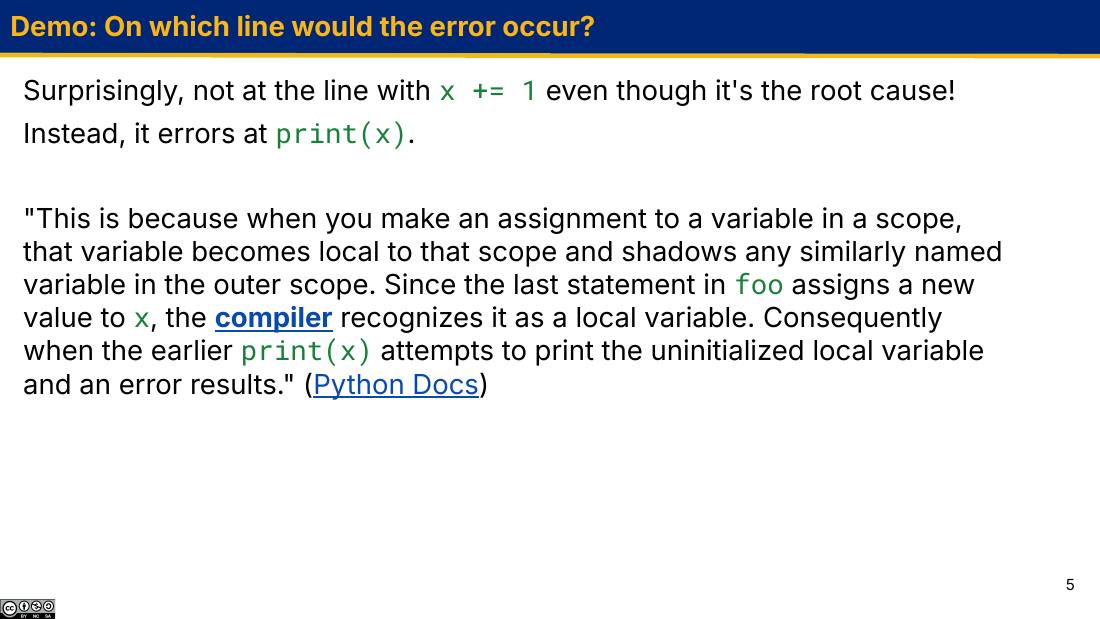 Demo: On which line would the error occur?
