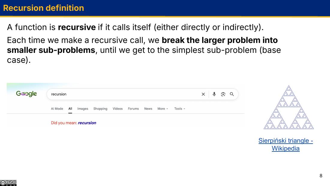 Recursion definition 幻灯片：递归定义、Google 搜索 recursion 的彩蛋、Sierpiński 三角形