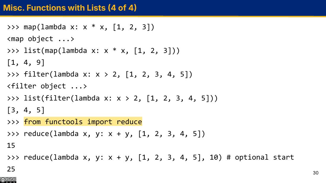Misc. Functions with Lists (4 of 4) 幻灯片