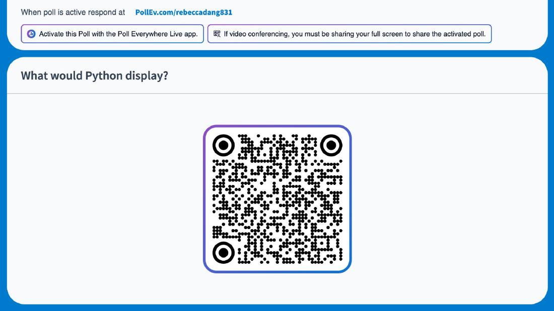 PollEv 幻灯片：What would Python display?