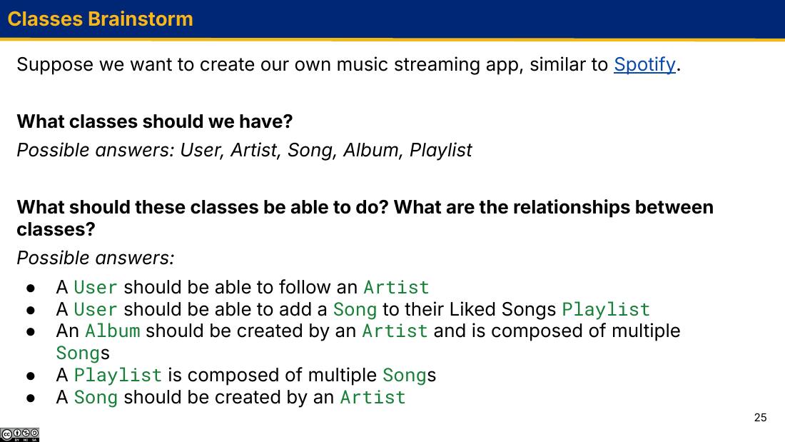 Classes Brainstorm 幻灯片：Spotify 的类设计与相互关系
