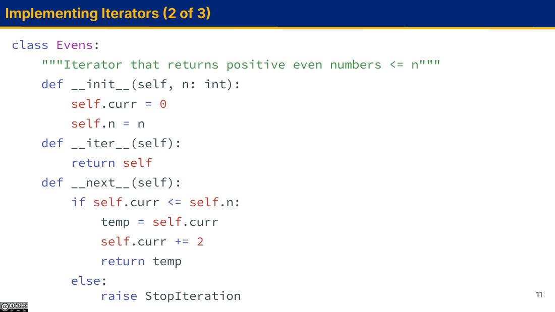 Implementing Iterators：Evens 类的完整代码