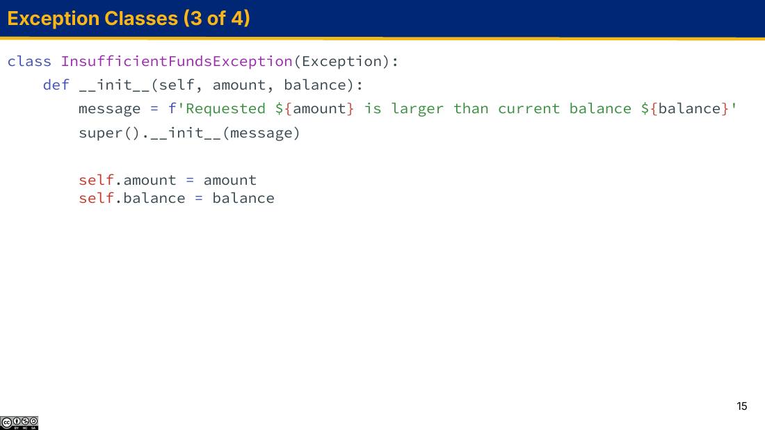 Exception Classes：InsufficientFundsException 的定义