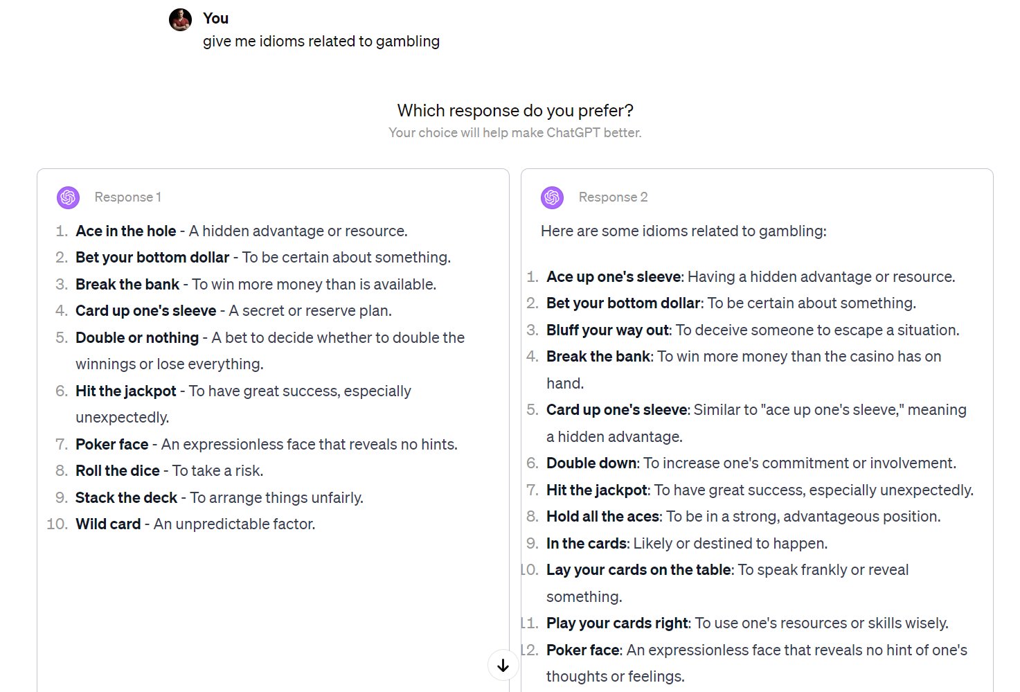 ChatGPT 把两个 beta 模型的回复并排展示，让用户选一个更好的